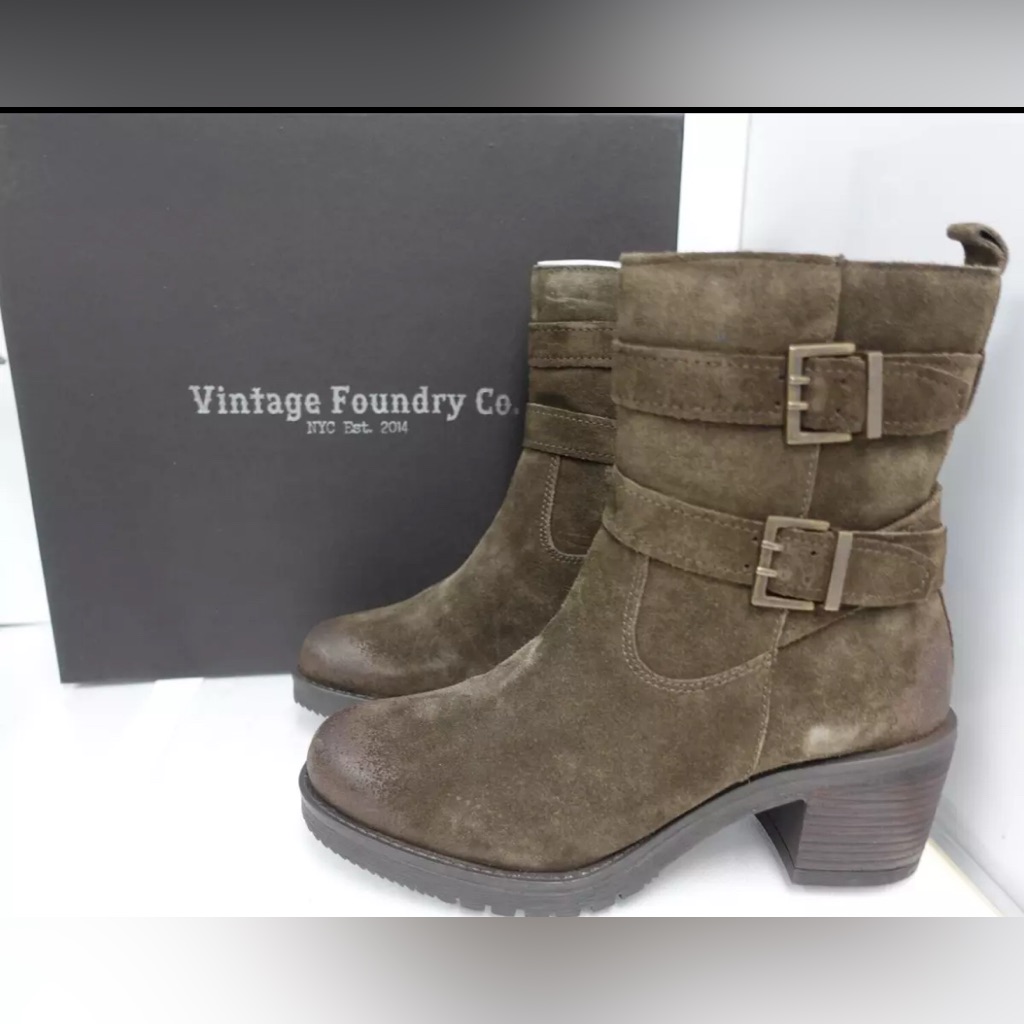 Vintage Foundry Co Women's Charmaine Booties Olive, Size Us: 9.5
